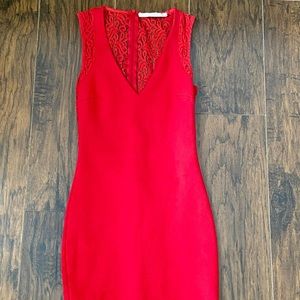 Zara Trafaluc red lace bodycon dress size small
